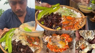 Best crab soup recipe in Naga style  crispy fried grasshoppers  Naga foods [upl. by Crain]