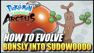 Pokemon Legends Arceus  How To Evolve Bonsly Into Sudowoodo  How To Get Sudowoodo [upl. by Garreth]