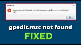 How To Fix Group Policy Editor Gpeditmsc Not Working in Windows 1087 PC [upl. by Forlini274]