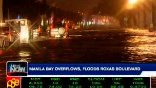 Manila Bay overflows floods Roxas Boulevard [upl. by Pelaga]