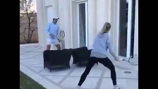 Rafael Nadal and his sister Maria Isabel play mini tennis during isolation [upl. by Nelubez]