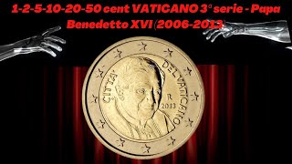 Monete Nzionali circolanti euro Vaticano 3ª serie Papa Benedetto XVI 2006 172 coins numismatica [upl. by Kacey]