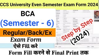 How to Fill CCS University Exam Form 2024  CCSU BCA Semester  6 Exam form fill kaise kare [upl. by Eca131]