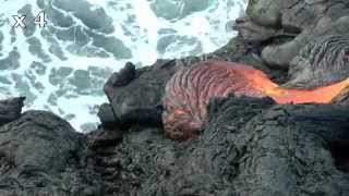 spectacle fantastique à Hawaii  la lave se jette à la mer [upl. by Merth]