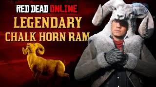 Red Dead Online  Legendary Chalk Horn Ram Location Animal Field Guide [upl. by Oludoet]