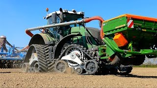 Sowing Lucerne Alfalfa  FENDT 936 on CAMSO Tidue Tracks  AEBV [upl. by Oicul]