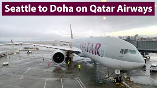 TRIP REPORT  Qatar Airways Economy  Seattle to Doha  Boeing 777200LR [upl. by Fabiano274]