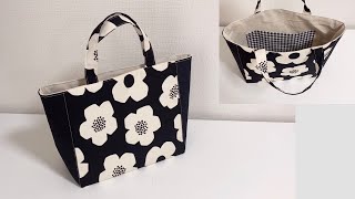 【ハンドメイドバッグ】トートバッグの作り方 内ポケット付き お散歩バック Tote bag with Inner pocket [upl. by Prady]