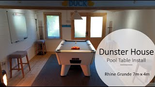 Pool Table install  Dunster House log Cabin  7m x 4m Rhine Grande Supreme Winner  Garden room [upl. by Halak678]