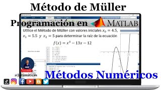 Método de Muller para calcular de raíces de polinomios  Programación en Matlab [upl. by Atikam]