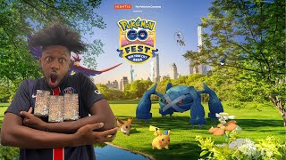 GO FEST NYC 24 BREAKDOWN EARLY SHINY HUNT w SHINY TREASURES EX BOOSTER BOX OPENING pokemongo [upl. by Lorsung]