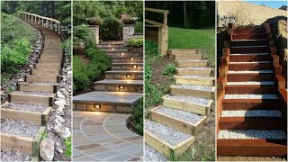 Steps and stairs in a sloping garden  Landscape Stairs Ideas 2022  front yard stairs Design [upl. by Adnir]