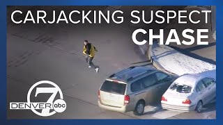 RAW VIDEO Entire high speed chase of carjacking suspect through Denver metro area [upl. by Ellenyl]