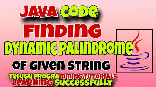 PalinDrome check DYNAMIC programming by Telugu programming tutorial learning successfully [upl. by Atipul]