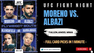 UFC Fight Night Moreno vs Albazi  Full Card Predictions in 1 Minute [upl. by Uhp]