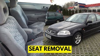 HOW TO REMOVE THE FRONT SEATS OUT OF AN EK HONDA CIVIC COUPE 19962000 [upl. by Wakefield]