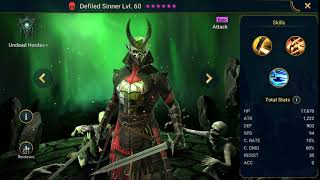 Raid Shadow Legends Hero Showcase Defiled Sinner lv 60 [upl. by Ayor]