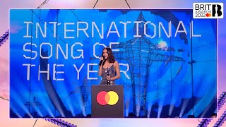 Olivia Rodrigo wins International Song of the Year  The BRIT Awards 2022 [upl. by Berner248]