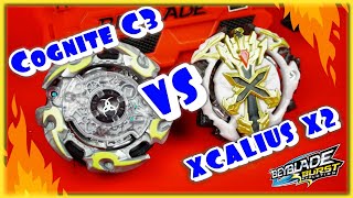 BEYBLADE BURST BATTLE  XCALIUS X2 vs COGNITE C3  I GOT DESTROYED  Hasbro Beyblade Toys [upl. by Ylrebme736]