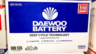 Daewoo battery deep cycle DIB 135 model 12 volt 100 AH ki battery Best for solar and UPS [upl. by Katina128]