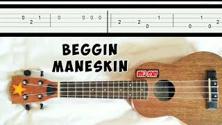 Beggin Maneskin slow easy fingerpicking fingerstyle ukulele tab tutorial [upl. by Rawdon]