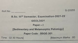 Sedimentary and Metamorphic Petrology  Geology  Bsc 3semprevious year exam paper SdsuvHnbgu [upl. by Cloe]