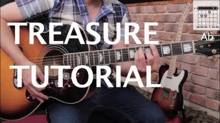 Como tocar quotTreasurequot de Bruno Mars  Tutorial Guitarra HD [upl. by Meekahs]