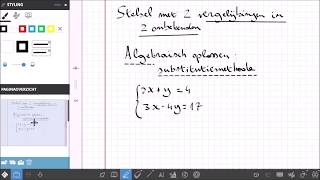 Stelsel met 2 vergelijkingen in 2 onbekenden Algebraïsch oplossen substitutiemethode [upl. by Nalid968]