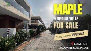 Greenfield Maple  Individual 3BHK Villas for sale  Kalapatti Coimbatore  Book yours soon [upl. by Virgina]