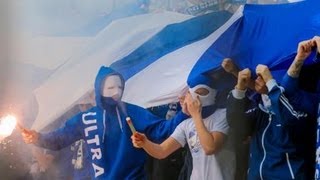 Pyro der Blauen beim Revierderby  BVB Borussia Dortmund  S04 Schalke 04 Derby 2012 [upl. by Airelav]