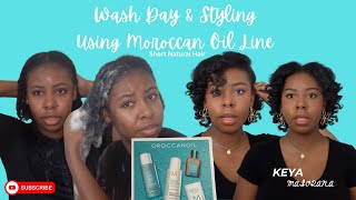 WASH DAY FT MOROCCAN OIL  WAND CURLS ON SHORT NATURAL HAIR [upl. by Neau721]