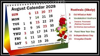 August Calendar 2028 augustcalender2028 [upl. by Henden157]