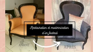 Moderniser un fauteuil Astuces et pose de tissus et clous tapissier [upl. by Kinsman109]