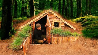 Construction of an underground and warm shelter  Mushrooms for dinner [upl. by Ennayt]