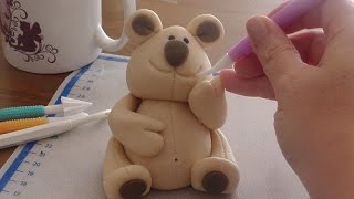 3D Fondant Teddy BärTutorialHow to make a Fondant Teddy Bear [upl. by Ymarej850]