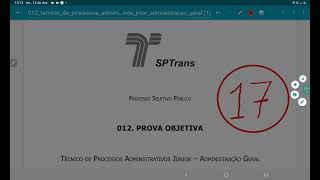 SPTRANS 2012  Técnico de Processos Administrativos Junior Questão 17 [upl. by Rimaa]