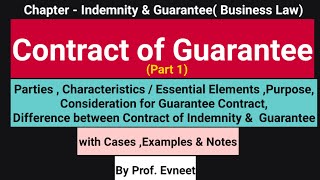 Contract of Guarantee  Difference between Contract of Indemnity and Contract of Guarantee CA Inter [upl. by Iblehs26]