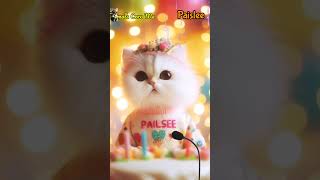 HAPPY BIRTHDAY PAISLEE  HAPPY BIRTHDAY SONG WITH NAMES  Adorable Cute Cat 😺 cat cute [upl. by Lede]