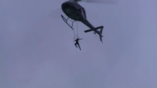 Erendira Wallenda hangs by teeth from chopper over Niagara Falls [upl. by Yancy]