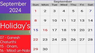 Calendar  September 2024 [upl. by Lenoyl]