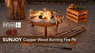 Fire Pit Grilling Ideas  Sunjoy Steel Wood Burning Fire Pit with Stainless Steel Baking Sheet [upl. by Elatnahc]