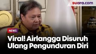 VIDEO EKSKLUSIF Airlangga Hartarto Disuruh Baca Ulang Kalimat Pengunduran Diri [upl. by Draper808]