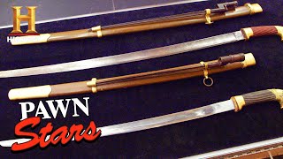 Pawn Stars ILLEGAL Russian Swords BANNED by the Geneva Convention Season 18 [upl. by Ellehcam655]