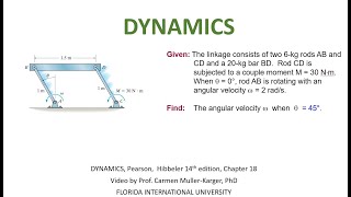 DYNAMICS Example 183 Principle of Work and Energy [upl. by Mcmath111]