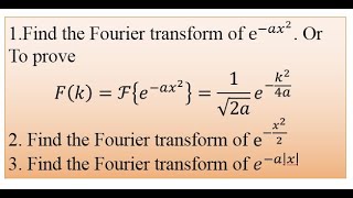 Fourier Transform of exp−ax2 Fourier Transform of exp−ax [upl. by Vahe127]