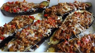 Lamb Mince stuffed Aubergines How to cook video recipe [upl. by Aicillyhp]