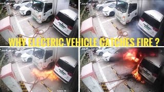 Electric Car battery explodes while charging and damages to other electric vehicles [upl. by Mahgirb]