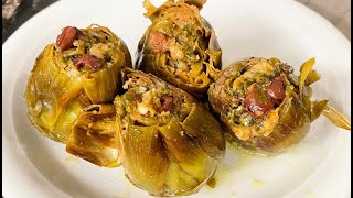 CARCIOFI ALLA ROMANA stuffed artichokes Roman style soft amp tender [upl. by Sima]