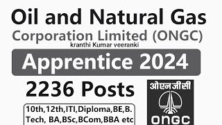 ONGC apprentice recruitment 2024 apply online full PDF details 2236 vacancies all qualifications [upl. by Dunton718]