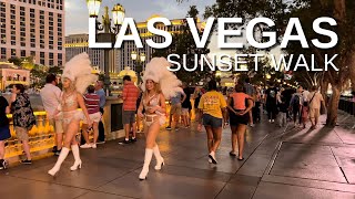 LAS VEGAS Walking Tour 4K  LAS VEGAS STRIP  Sunset Walk [upl. by Johnath34]